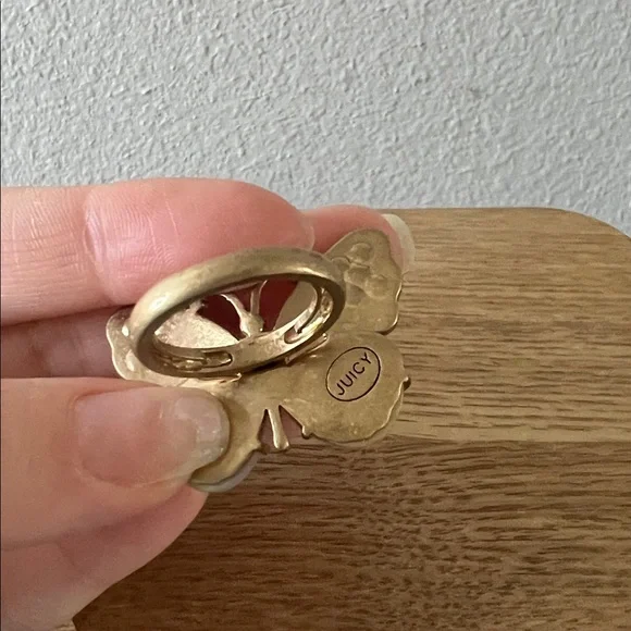 Vintage Juicy Couture Gold Butterfly Ring Gemstones - Picture 6 of 10